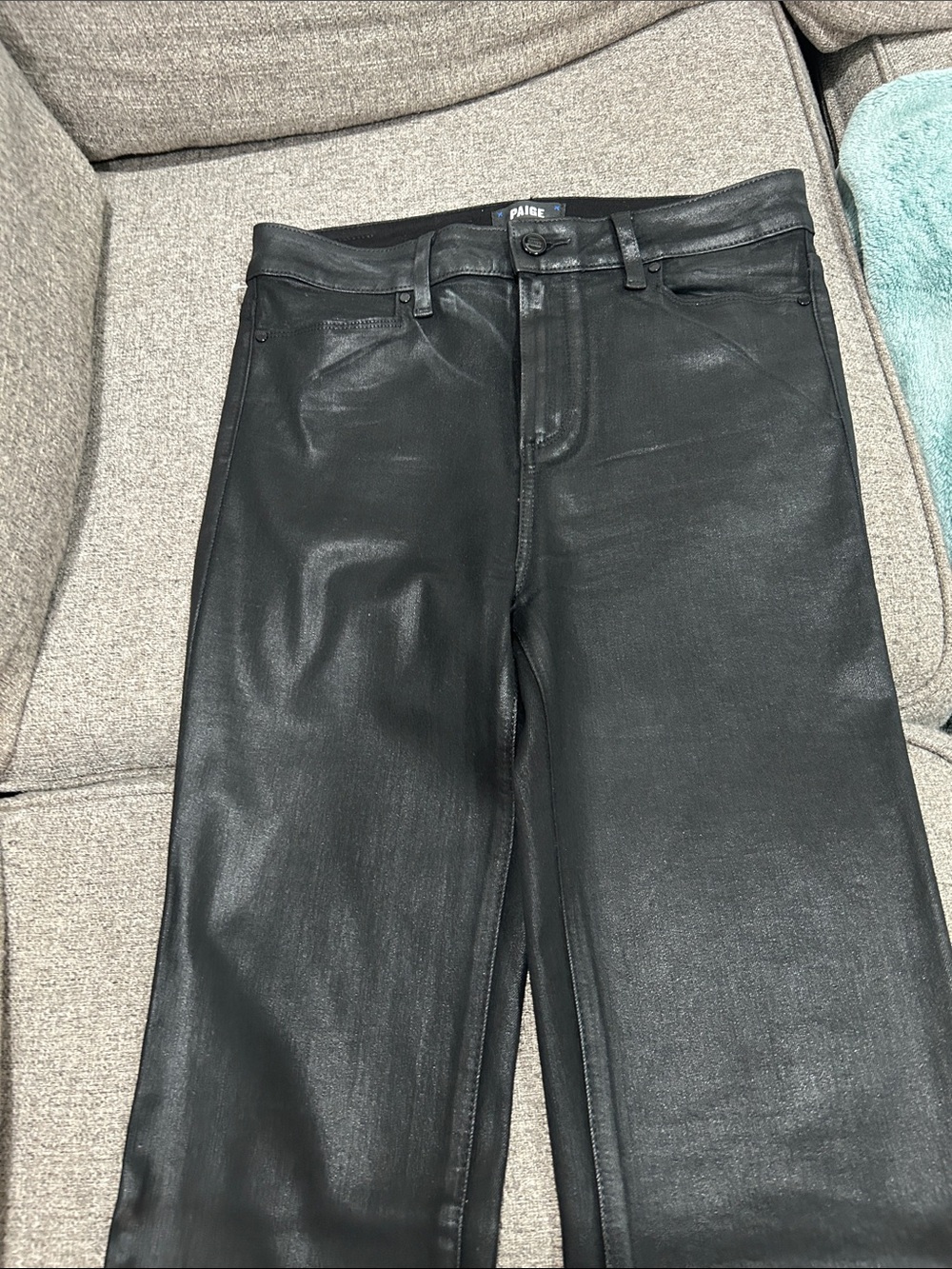 PAIGE Black Coated Faux Leather Pants
